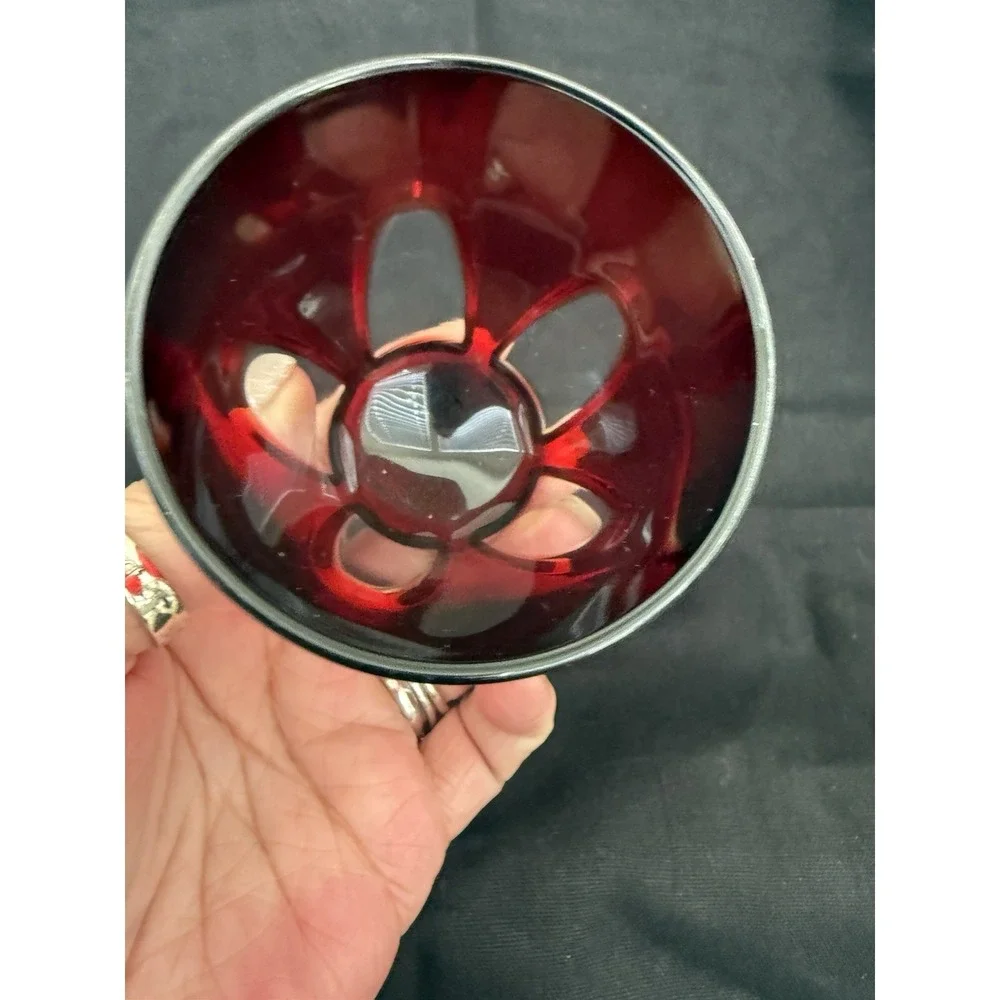 Red Ruby Glass Goblet Glossy Round Unisex Adults Drinkware 4.75 Inch Decorative‎